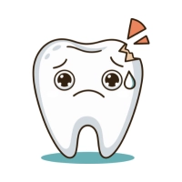 Animaged tooth with pain
